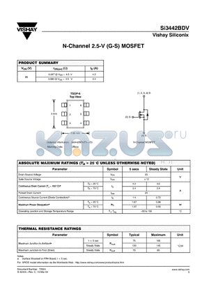 SI3442BDV-T1-E3 datasheet - N-Channel 2.5-V (G-S) MOSFET