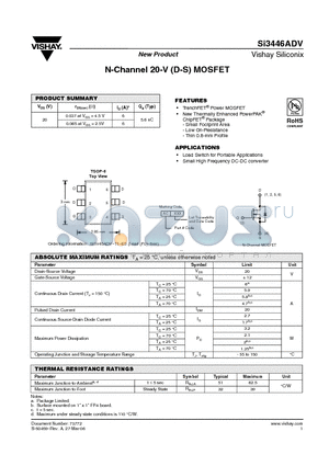 SI3446ADV-T1-E3 datasheet - N-Channel 20-V (D-S) MOSFET