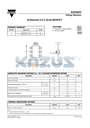 SI3446DV datasheet - N-Channel 2.5-V (G-S) MOSFET