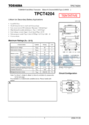 TPCT4204 datasheet - Field Effect Transistor Silicon N Channel MOS Type