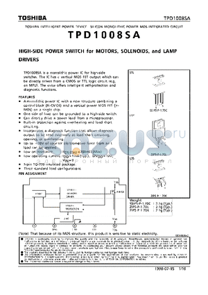 TPD1008SA datasheet - HIGH SIDE POWER SWITCH FOR MOTORS,SOLENOIDS, AND LAMP DRIVERS