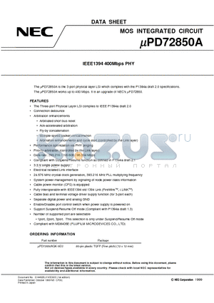 UPD72850A datasheet - IEEE1394 400Mbps PHY