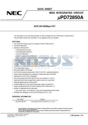 UPD72850AGK-9EU datasheet - IEEE1394 400Mbps PHY