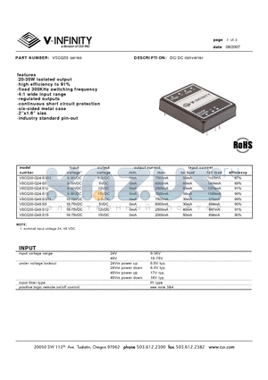 VSCQ30 datasheet - DC/DC converter