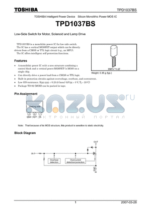 TPD1037BS datasheet - Low-Side Switch for Motor, Solenoid and Lamp Drive