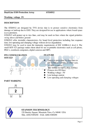 STE0512 datasheet - Dual-Line ESD Protection Array