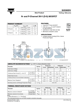 SI3590DV_06 datasheet - N- and P-Channel 30-V (D-S) MOSFET