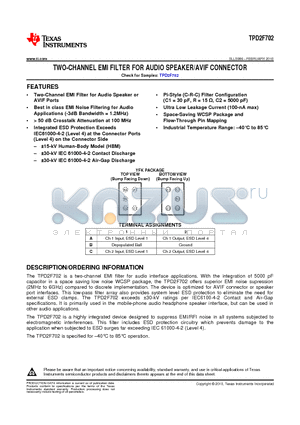 TPD2F702YFKR datasheet - TWO-CHANNEL EMI FILTER FOR AUDIO SPEAKER/AVIF CONNECTOR