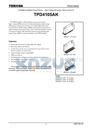 TPD4105AK datasheet - High Voltage Monolithic Silicon Power IC