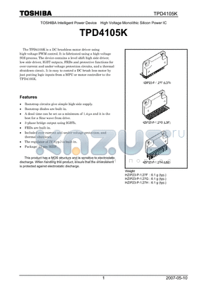 TPD4105K datasheet - High Voltage Monolithic Silicon Power IC