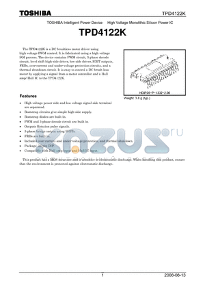 TPD4122K datasheet - Intelligent Power Device High Voltage Monolithic Silicon Power IC