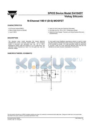 SI4104DY datasheet - N-Channel 100-V (D-S) MOSFET