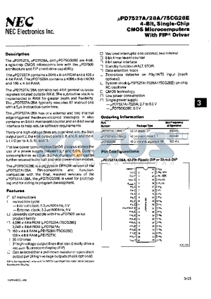 UPD7527A datasheet - 4-Bit, Single-Chip CMOS Microcomputers With FIP Driver