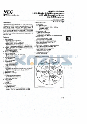 UPD75328 datasheet - 4 BIT SINGLE CHIP MICRO COMPUTER WITH LCD CONTROLLER/ DRIVER  AND A/D CONVERTER