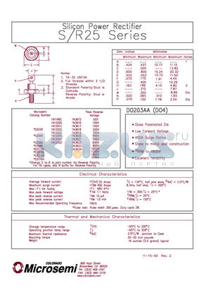 S25120 datasheet - Silicon Power Rectifier