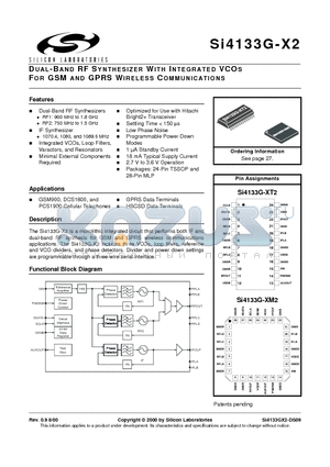 SI4133G-XM2 datasheet - DUAL-BAND RF SYNTHESIZER WITH INTEGRATED VCOS FOR GSM AND GPRS WIRELESS COMMUNICATIONS