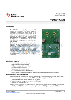 TPD4S014EVM datasheet - Over-voltage protection functionality