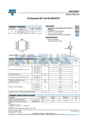 SI4134DY_11 datasheet - N-Channel 30 V (D-S) MOSFET