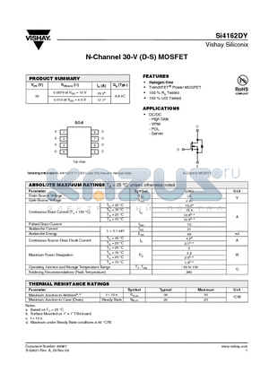 SI4162DY datasheet - N-Channel 30-V (D-S) MOSFET