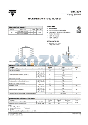 SI4172DY datasheet - N-Channel 30-V (D-S) MOSFET