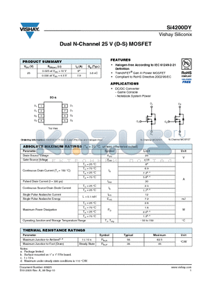 SI4200DY datasheet - Dual N-Channel 25 V (D-S) MOSFET