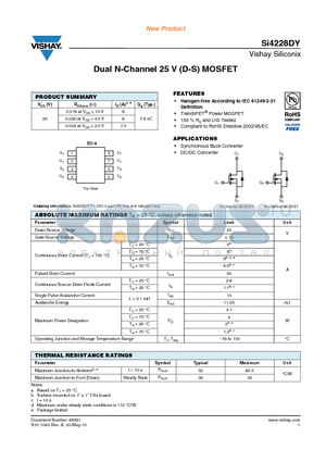 SI4228DY datasheet - Dual N-Channel 25 V (D-S) MOSFET
