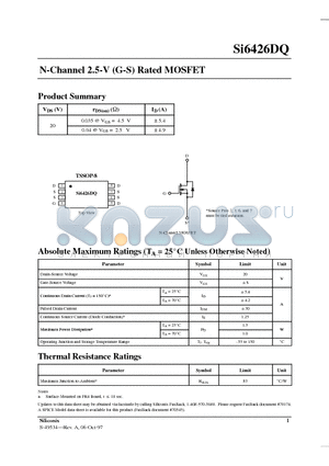 SI426DQ datasheet - N-Channel 2.5-V (G-S) Rated MOSFET
