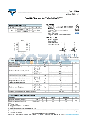 SI4286DY datasheet - Dual N-Channel 40 V (D-S) MOSFET