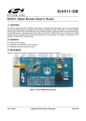 SI4311-DB datasheet - Si4311 DEMO BOARD USERS GUIDE