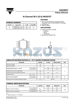 SI4336DY datasheet - N-Channel 30-V (D-S) MOSFET