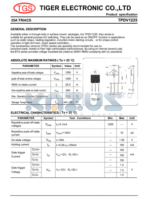 TPDV1225 datasheet - 25A TRIACS