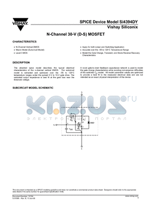 SI4394DY datasheet - N-Channel 30-V (D-S) MOSFET
