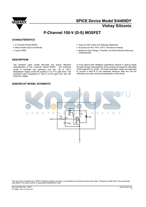SI4409DY datasheet - P-Channel 150-V (D-S) MOSFET