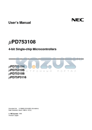 UPD75P3116 datasheet - 4-bit Single-chip Microcontrollers