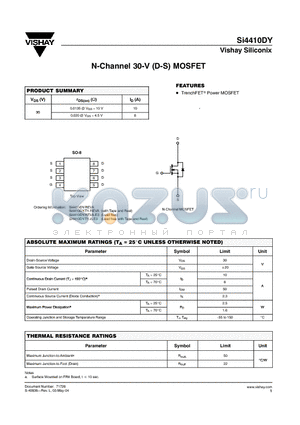 SI4410DY-REVA datasheet - N-Channel 30-V (D-S) MOSFET