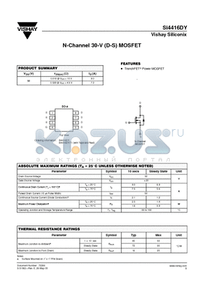 SI4416DY-T1 datasheet - N-Channel 30-V (D-S) MOSFET