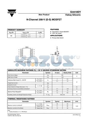 SI4418DY-E3 datasheet - N-Channel 200-V (D-S) MOSFET