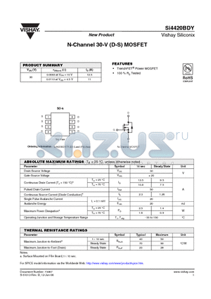 SI4420BDY_06 datasheet - N-Channel 30-V (D-S) MOSFET