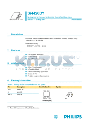 SI4420DY datasheet - N-channel enhancement mode field-effect transistor