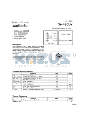 SI4420DY datasheet - HEXFET Power MOSFET