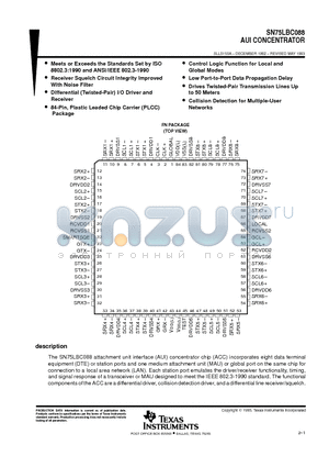 SN75LBC088FN datasheet - AUI CONCENTRATOR