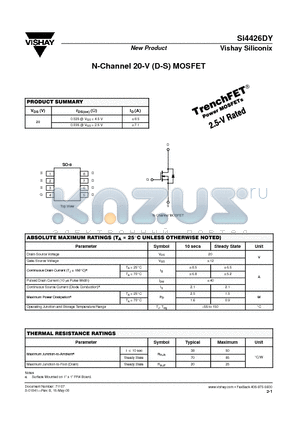 SI4426DY datasheet - N-Channel 20-V (D-S) MOSFET