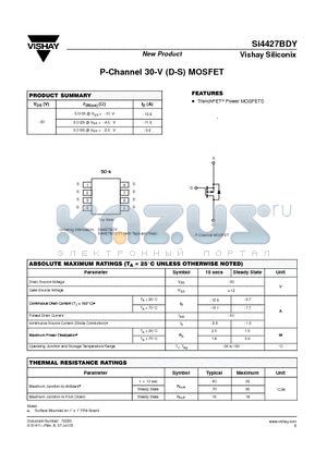 SI4427BDY datasheet - P-Channel 30-V (D-S) MOSFET