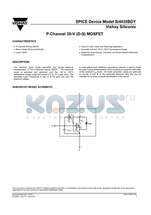 SI4435BDY datasheet - P-Channel 30-V (D-S) MOSFET