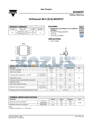 SI4446DY-T1-E3 datasheet - N-Channel 40-V (D-S) MOSFET