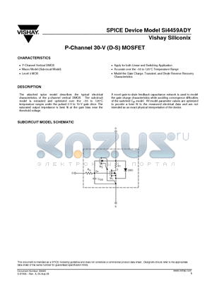 SI4459ADY datasheet - P-Channel 30-V (D-S) MOSFET