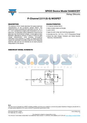 SI4463CDY datasheet - P-Channel 2.5 V (G-S) MOSFET