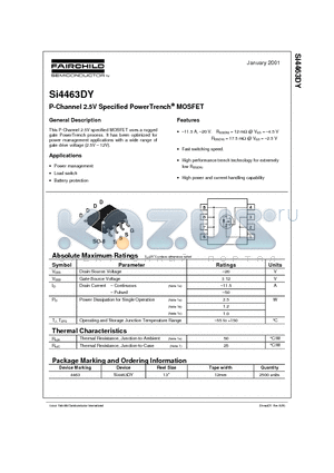 SI4463DY datasheet - P-Channel 2.5V Specified PowerTrench MOSFET