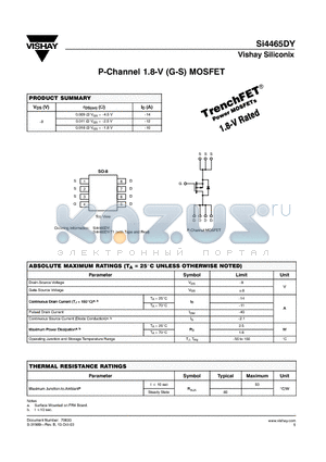 SI4465DY datasheet - P-Channel 1.8-V (G-S) MOSFET