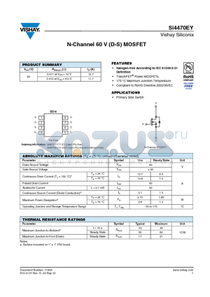 SI4470EY-T1-E3 datasheet - N-Channel 60 V (D-S) MOSFET